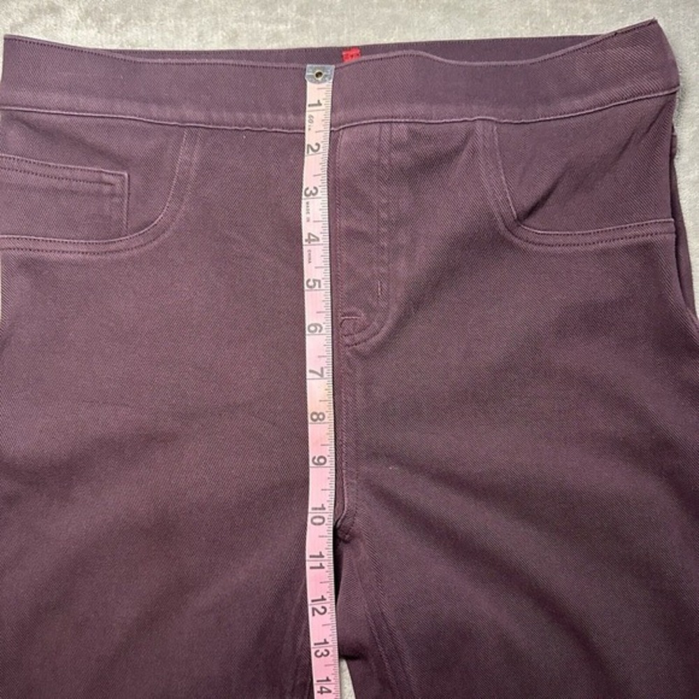 Spanx Jean-ish Leggings Women Size L Crop Ankle Twill Burgundy Slimming Seamless - Picture 5 of 13